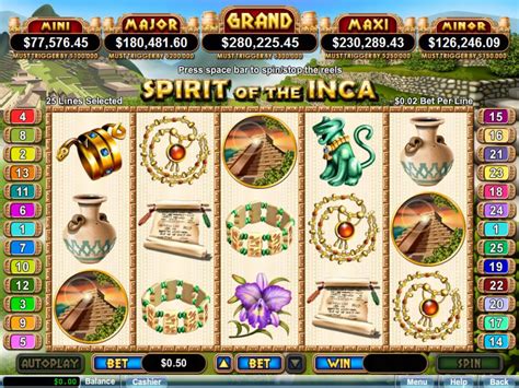 spirit of the inca slot  Check with the casino you’ve found the game at to see if they indicate the return to player percentage there